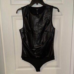 Express Black Croc-Embossed Bodysuit
